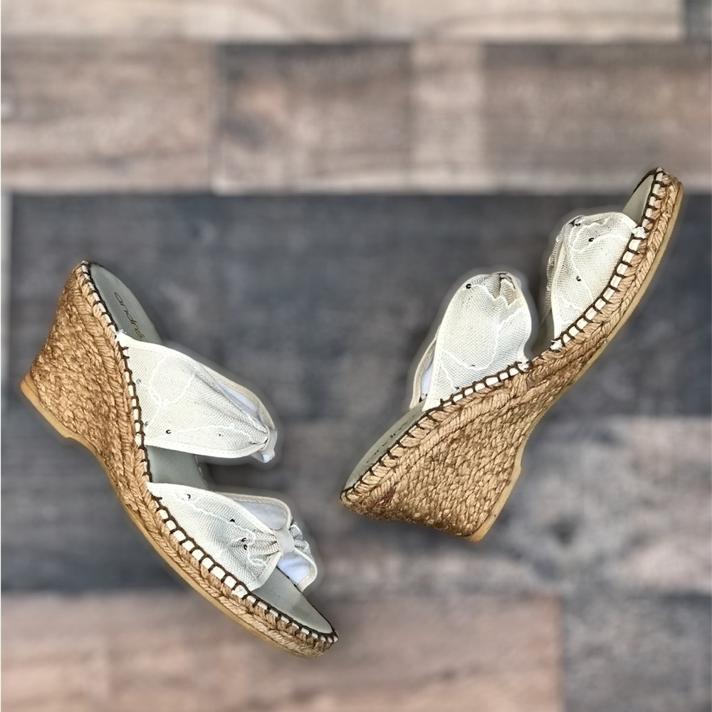 ANDRE ASSOUS Jute Espadrilles canvas wedge Beige Size 10 - Picture 7 of 16